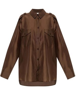 Gestuz Siora Epaulette-Detail Chest-Pocket Shirt - Brown