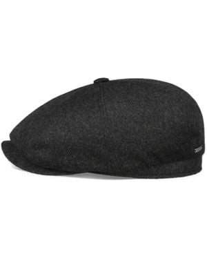 Stetson Button-Topped Flat Cap - Black