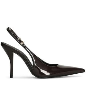 SCHUTZ SHOES Liora Patent-Finish Slingback Heeled Court Shoes - White