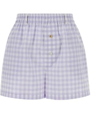 Moschino Gingham-Check Elasticated Shorts - Purple