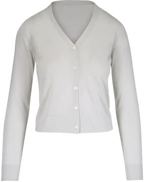 Kinross Cashmere Geknöpfter Cardigan mit V-Ausschnitt - Grau