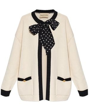 Valentino Garavani Polka-Dot Bow-Tie Cardigan - Natural