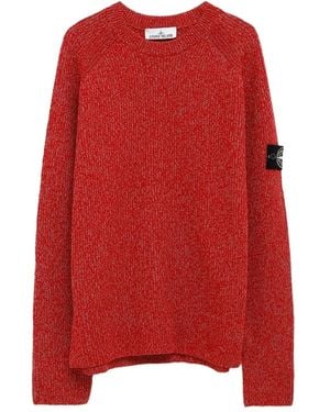 Stone Island Ribbed-knit sleeve-patch sweat - Rot