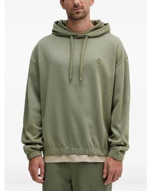 BOSS Stevens Logo-Embroidered Drawstring Hoodie - Green