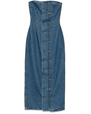 ROTATE BIRGER CHRISTENSEN High-Neck Wool And Cashmere Jumper With Ff Polka Dot Embroidery - Blue