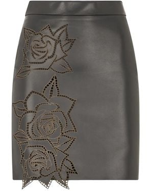 Roberto Cavalli Laser-Cut Roses Mini Skirt - Gray