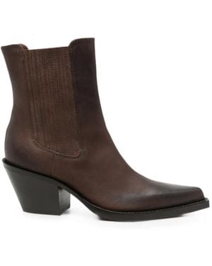 Paris Texas Pointed-Toe Ankle Boots - Brown