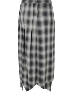 Meta Campania Collective Asymmetric Check Midi Skirt - Grey