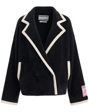Essentiel Antwerp Double-Breasted Faux-Shearling Jacket - Black
