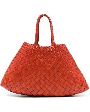 Dragon Diffusion Small Santa Croce Woven Leather Shoulder Bag - Red