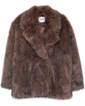 ELEH Faux-Fur Double-Breasted Jacket - Brown