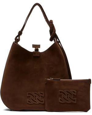 Casadei Knotted Suede Shoulder Bag - Brown