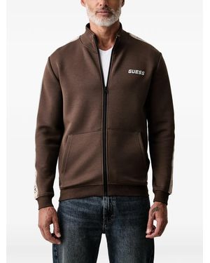 Guess Logo-Tape Zip-Up Jumper - Black