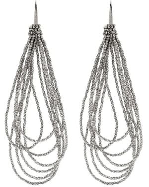 Brunello Cucinelli Monili-Chain Drop Earrings - White