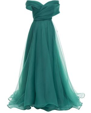 Ana Radu Off-Shoulder Draped Gown - Green