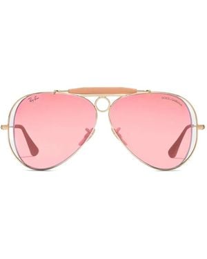 Dolce & Gabbana X Ray Ban Aviator-Frame Sunglasses - Pink