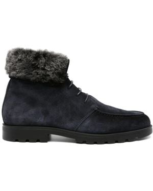 Santoni レースアップ スエードブーツ - ブラック