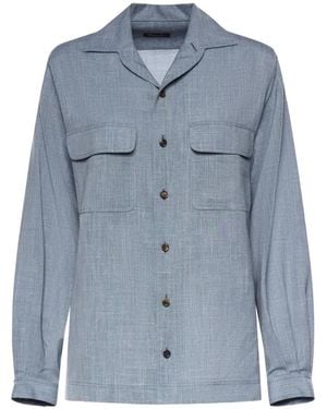 Loro Piana Camisa Ida Con Solapa En El Cuello - Azul