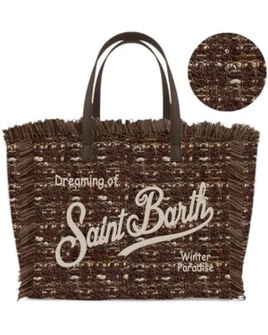 MC2 Saint Barth Vanity Frayed Tweed Tote Bag - Brown