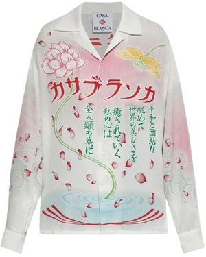 CASABLANCA Cuban Ls Collar Tee Shirt - White