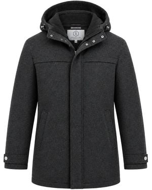 Norwegian Wool Abrigo Davos Con Capucha - Negro