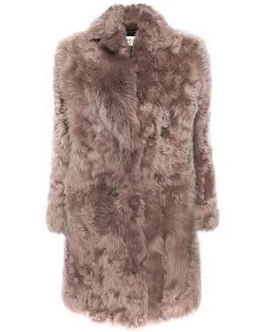 Saint Laurent Einreihige Jacke Aus Shearling - Natur