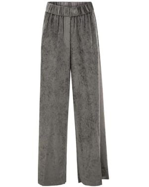 Peserico Corded-Velvet Palazzo Trousers - Grey