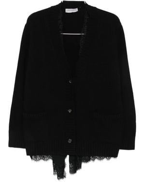 ERMANNO FIRENZE Lace-Trim Button-Up Cardigan - Black