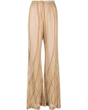 forte_forte Lurex Jacquard Jersey Flared Trousers - Natural