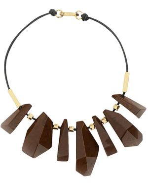 Plan C Collar De Cuerda Con Colgante Geométrico - Metálico