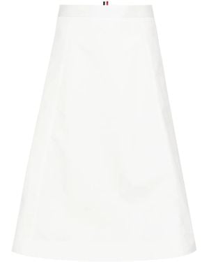 Thom Browne A-Line Cotton Midi Skirt - White