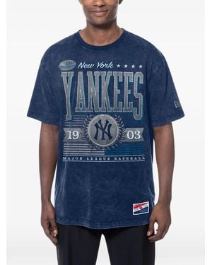 KTZ Throwback Vintage Acid-Wash-T-Shirt Mit Grafischem Print - Blau