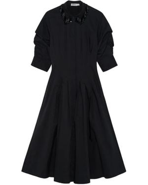 Jonathan Simkhai Signature Jazz Pintuck-Waist Midi Dress - Black