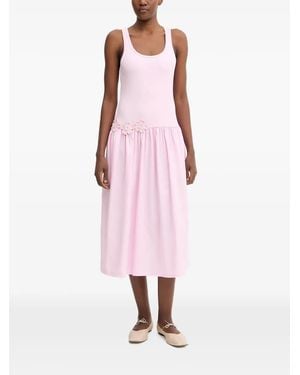 Stine Goya Floral-Appliqué Midi Dress - Pink