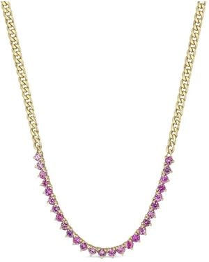Zoe Chicco 14Kt Tennis Sapphire Necklace - Metallic