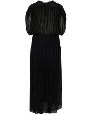 Isabel Marant Nesrine Smocked Silk Maxi Dress - Black