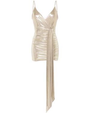 Nissa Metallic Ruched Minidress - Natural