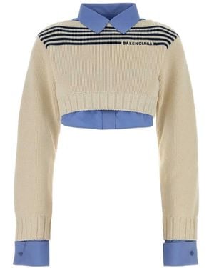 Balenciaga Striped Layered-Effect Jumper - White