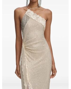 Self-Portrait Crystal-Lace Maxi Dress - Natural