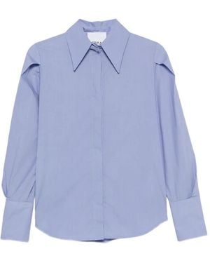 Erika Cavallini Semi Couture Pleated-Shoulder Shirt - Blue