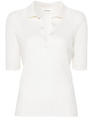 Lisa Yang Freda Ribbed Polo Shirt - White