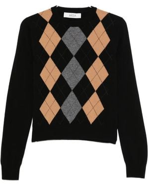 Jucca Argyle-Pattern Wool Sweater - Black