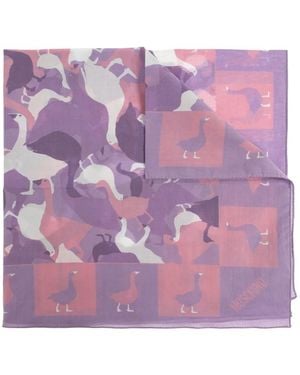 Moschino Goose-Print Scarf - Purple