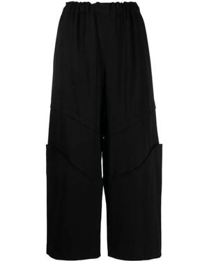 Comme des Garçons Elasticated-Waist Cropped Wool Trousers - Black