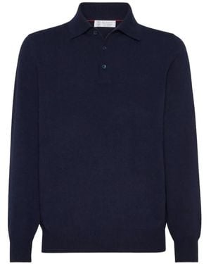 Brunello Cucinelli Kasjmier Poloshirt - Blauw