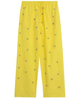 A PAPER KID Popeline Elasticated Embellished Pants - Yellow