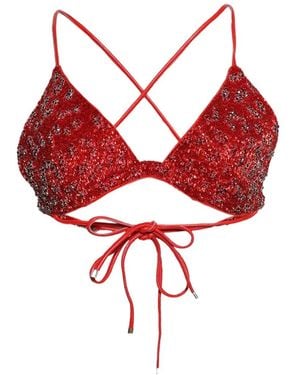 GRACE FAENA Beaded-Embellishment Top - Red