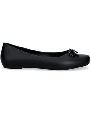 Melissa Bow-Detail Square-Toe Ballet Flats - Black