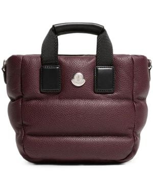 Moncler Micro Caradoc Quilted-Leather Tote Bag - Purple