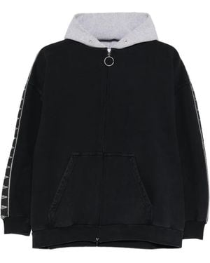 Balenciaga Hooded Zip-Up Sweatshirt - Black